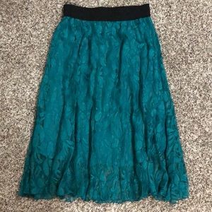 XXS emerald green lace LuLaRoe skirt